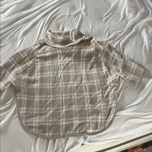 Loft Fashion Plaid Cowl Neck Sweater in Beige and Cream